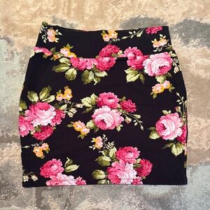 Floral Black Skirt